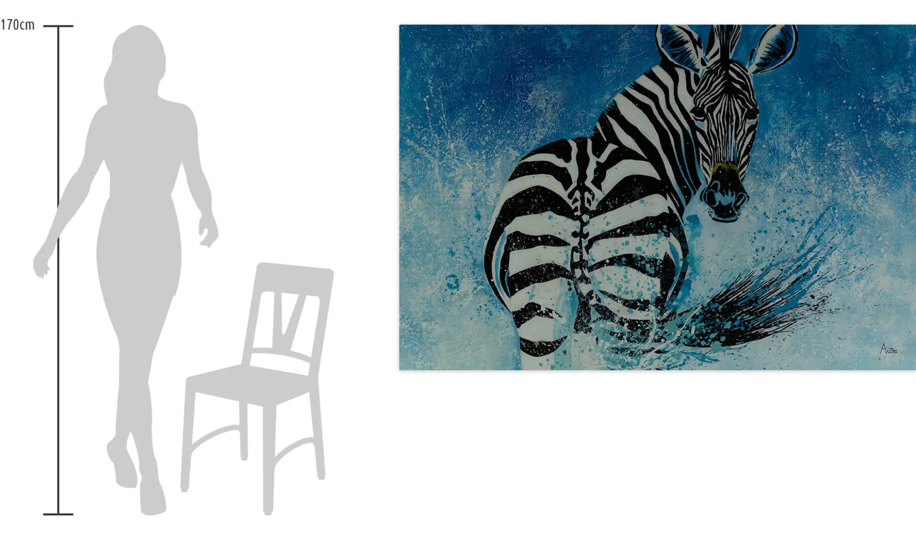 XXL Öl Gemälde 'Zappy Zebra' | Handgemaltes Unikat