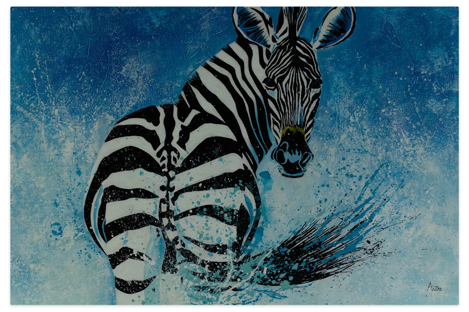 XXL Öl Gemälde 'Zappy Zebra' | Handgemaltes Unikat