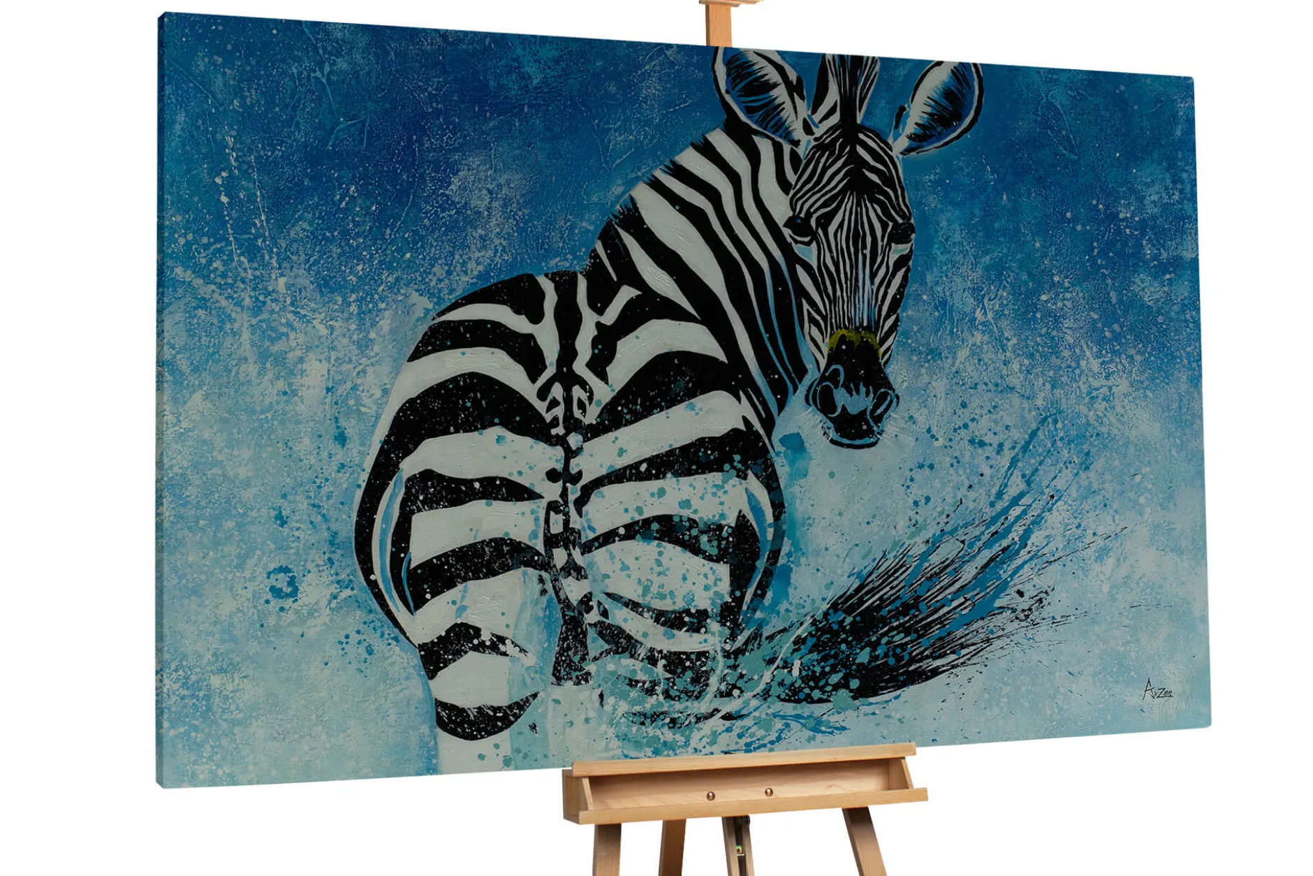 XXL Öl Gemälde 'Zappy Zebra' | Handgemaltes Unikat