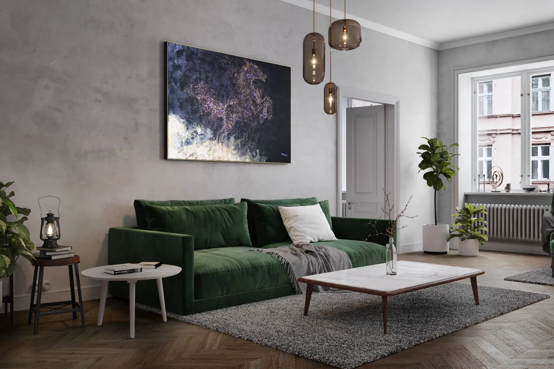 XXL Öl Gemälde 'Zauber der Nacht' | Handgemaltes Unikat