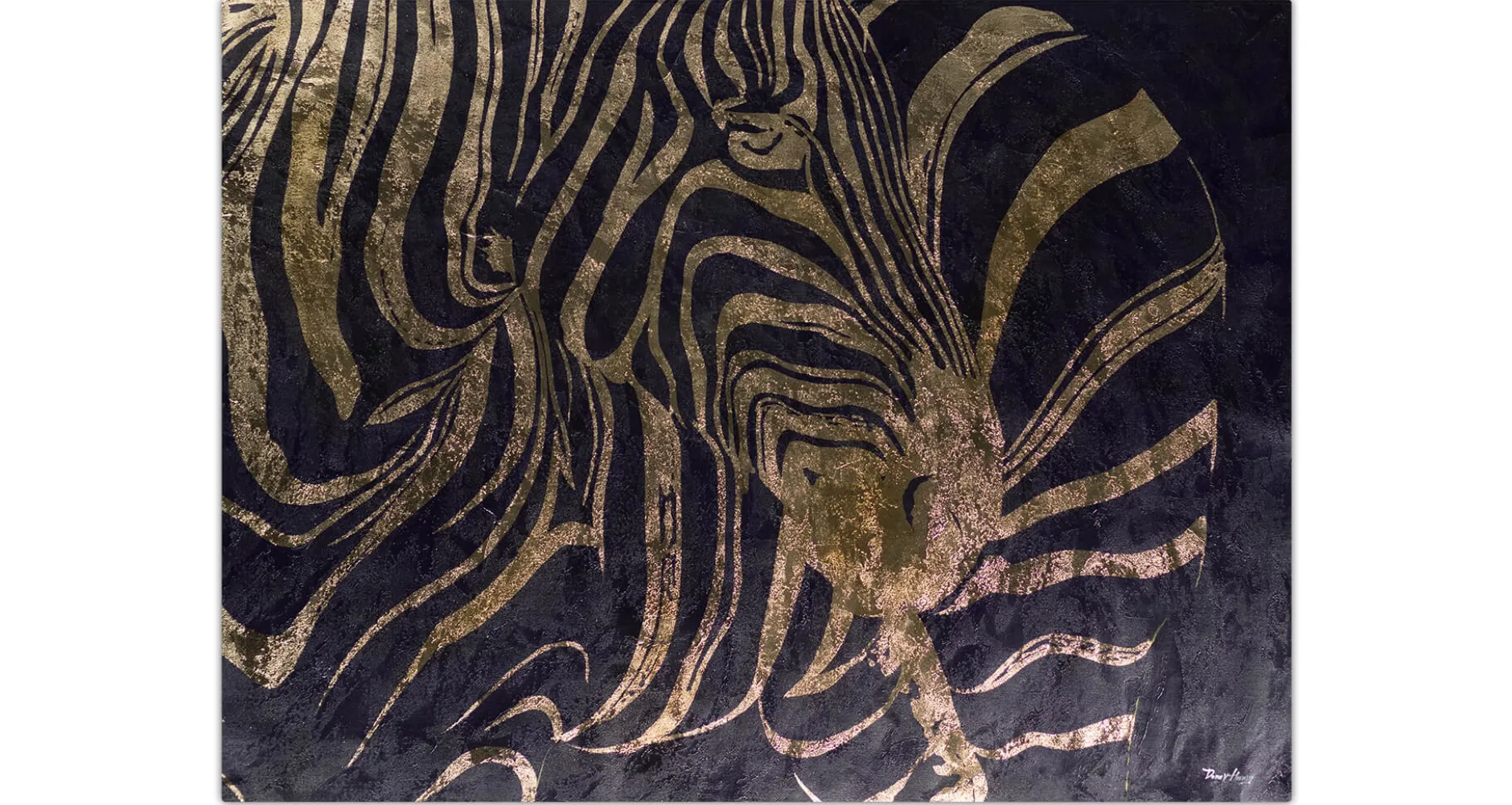 XXL Öl Gemälde 'Zebra aus Gold' | Handgemaltes Unikat