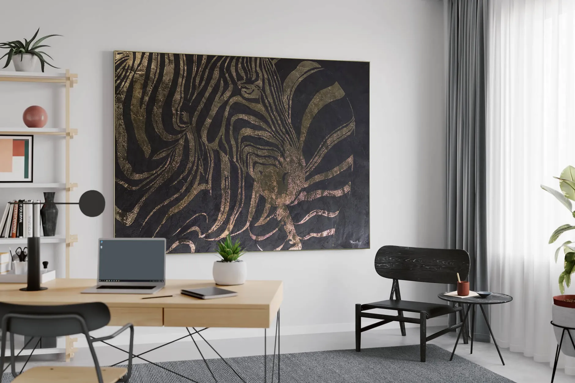 XXL Öl Gemälde 'Zebra aus Gold' | Handgemaltes Unikat