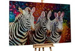 XXL Öl Gemälde 'Zebra Ensemble' | Handgemaltes Unikat