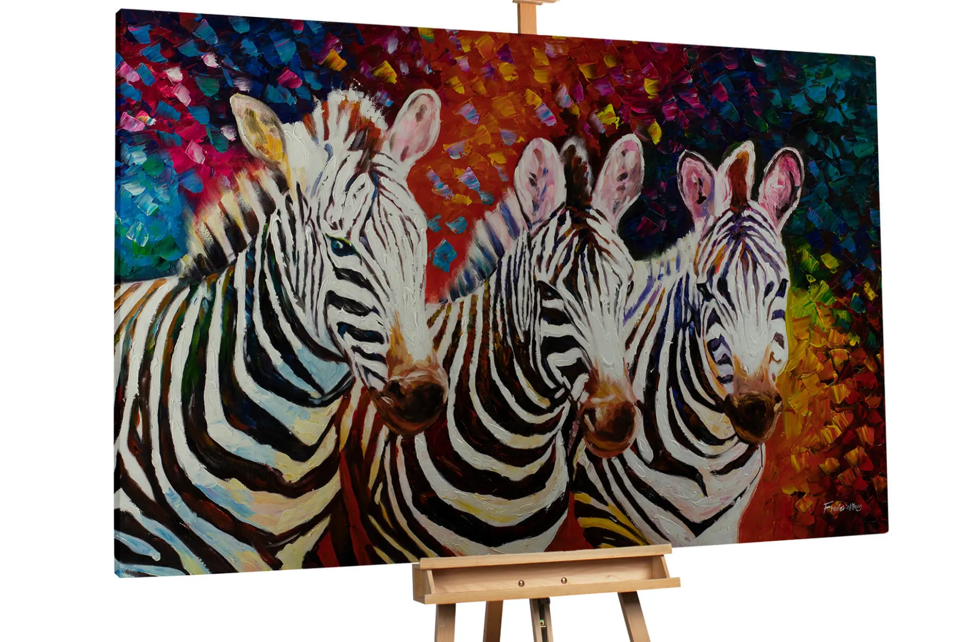 XXL Öl Gemälde 'Zebra Ensemble' | Handgemaltes Unikat