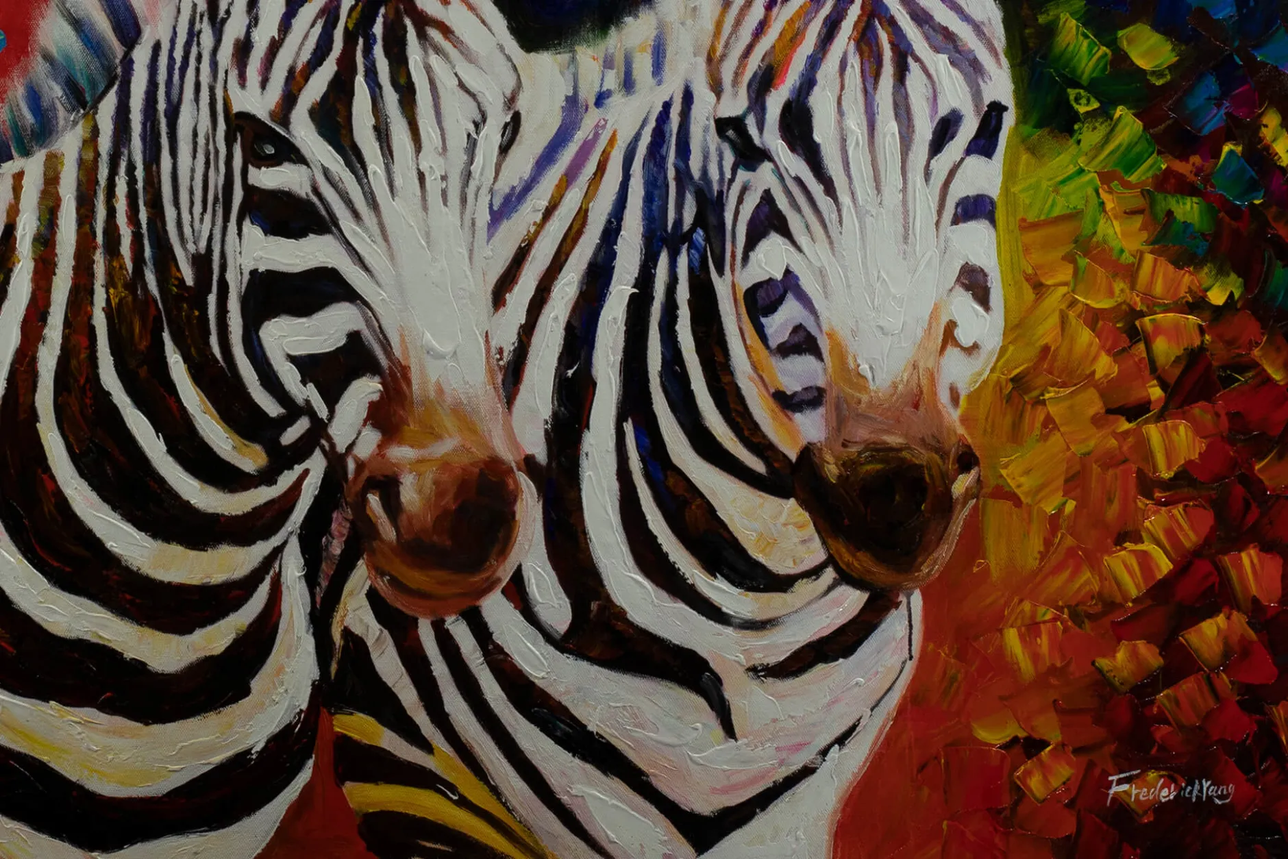 XXL Öl Gemälde 'Zebra Ensemble' | Handgemaltes Unikat