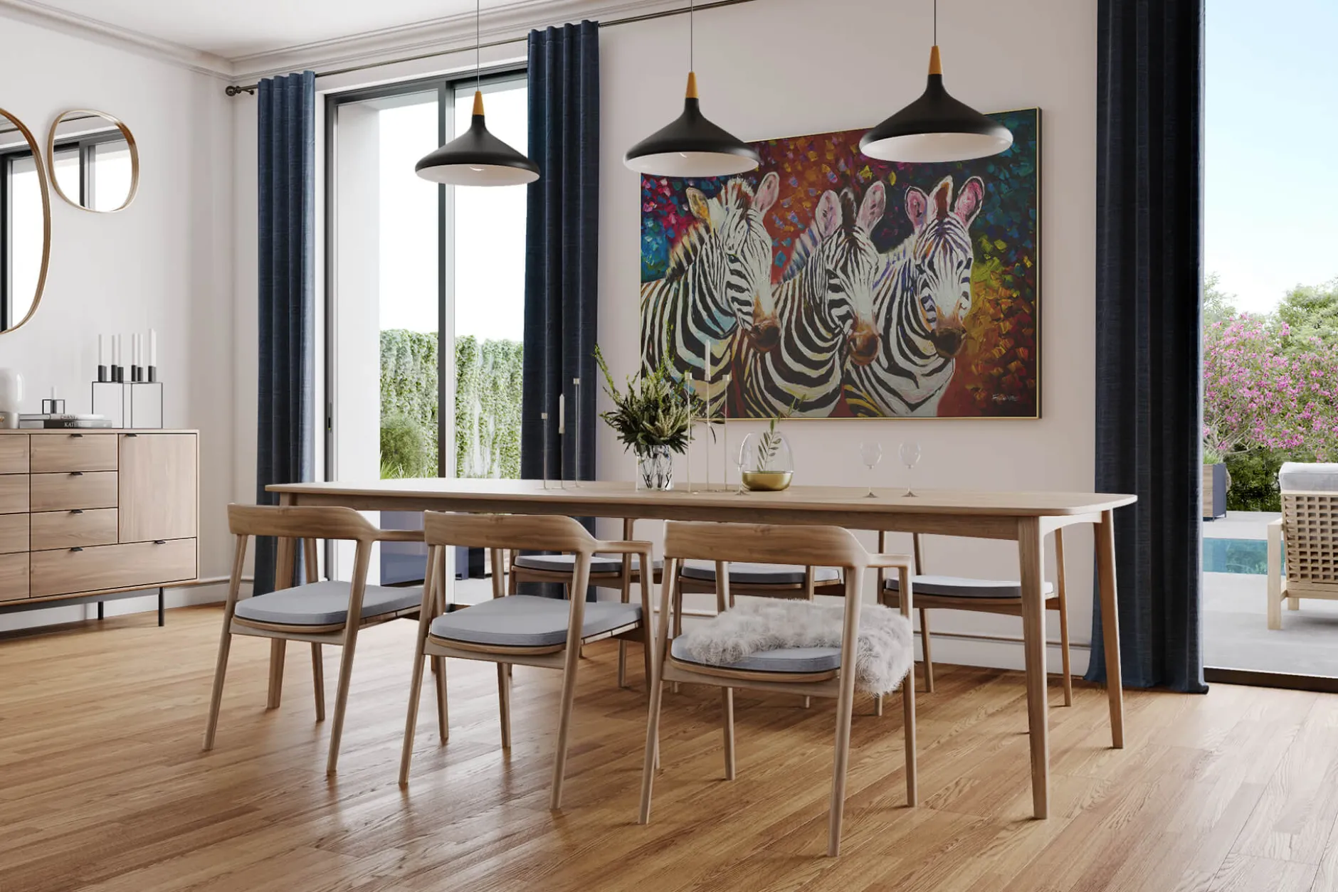 XXL Öl Gemälde 'Zebra Ensemble' | Handgemaltes Unikat