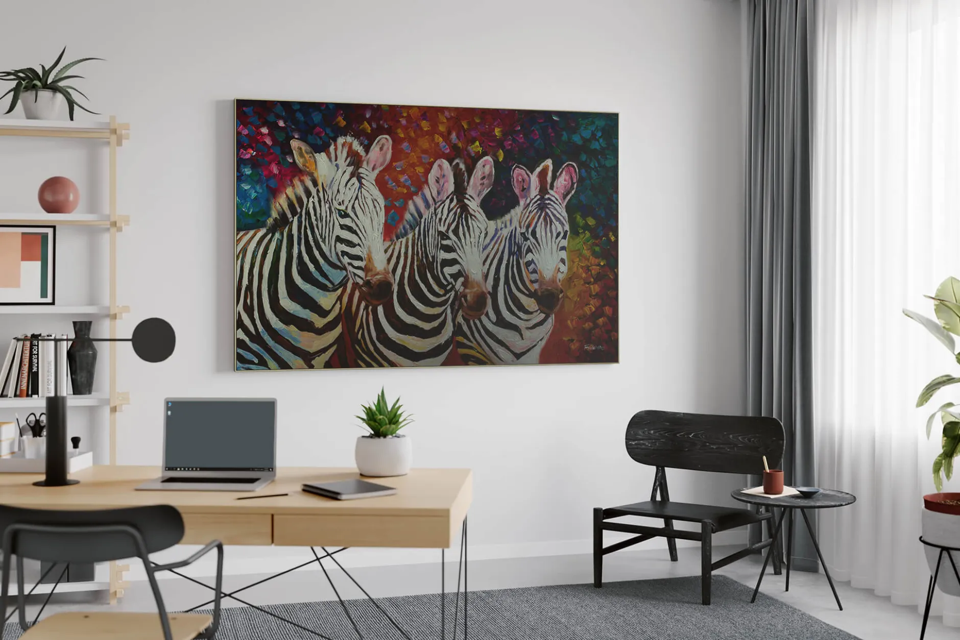 XXL Öl Gemälde 'Zebra Ensemble' | Handgemaltes Unikat