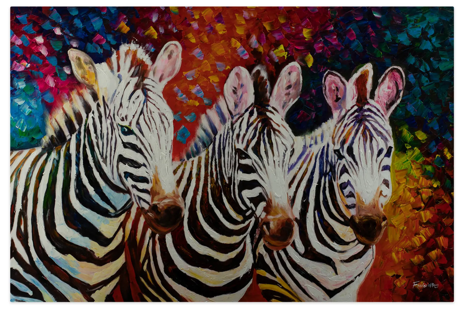 XXL Öl Gemälde 'Zebra Ensemble' | Handgemaltes Unikat