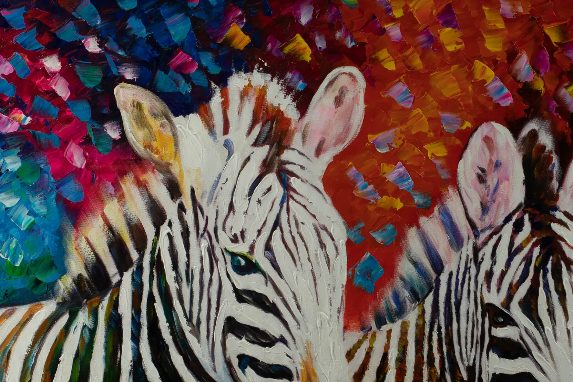 XXL Öl Gemälde 'Zebra Ensemble' | Handgemaltes Unikat