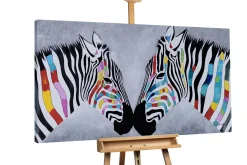 XXL Öl Gemälde 'Zebras im Glück' | Handgemaltes Unikat
