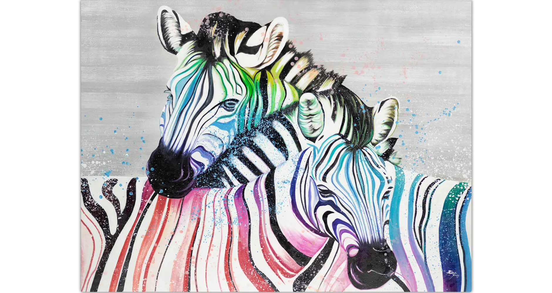 XXL Öl Gemälde 'Zweisamkeit der Zebras' | Handgemaltes Unikat