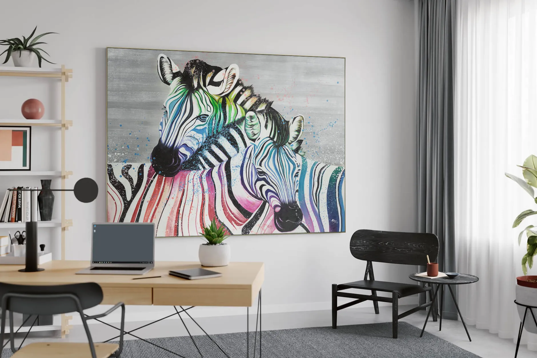 XXL Öl Gemälde 'Zweisamkeit der Zebras' | Handgemaltes Unikat