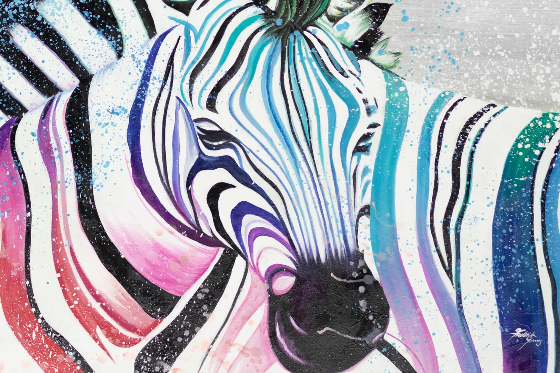 XXL Öl Gemälde 'Zweisamkeit der Zebras' | Handgemaltes Unikat